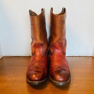 Vintage Thomas Cook Mens Distressed Cordovan Leather Western Boots, 9 EE.